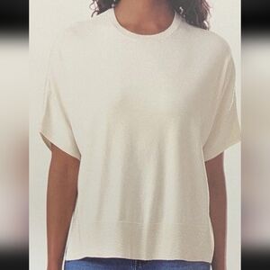 Splendid Women's Short Sleeve Oversized Knit Top, Cream, Size S
